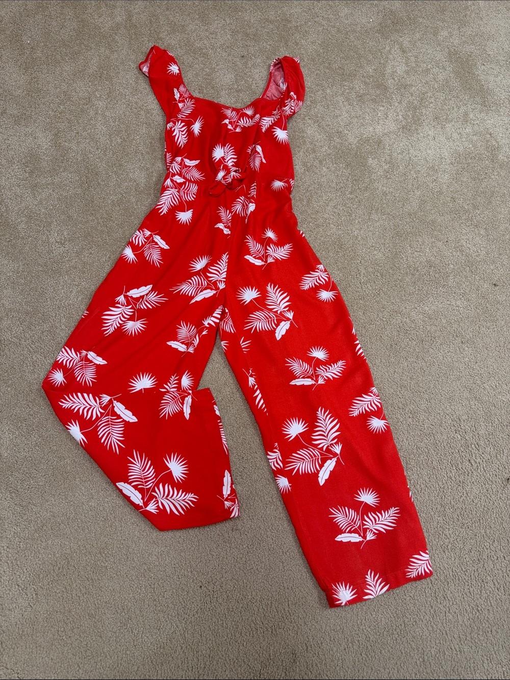 Ladies Red Floral One-Piece Jumpsuit